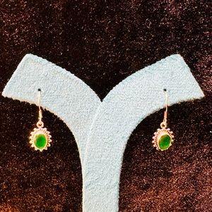 Emerald and 925 Sterling Silver Earrings